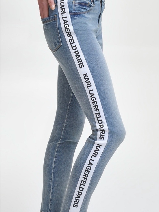 Karl Lagerfeld Denim - Karl Lagerfeld Blue Skinny Jeans with White Branded Side Tape